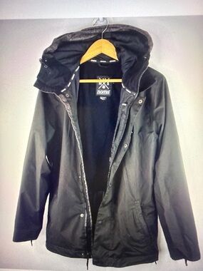 NOMIS Men Black Snowboard Hooded Zip Up Outdoors Winter Ski Jacket Size S